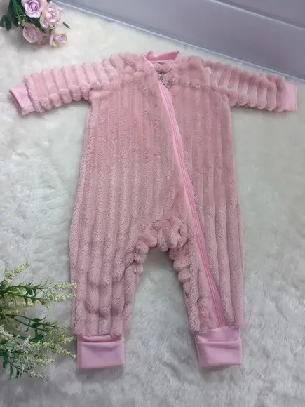 Macacão Bebê Fleece Canelado, Rn/egg