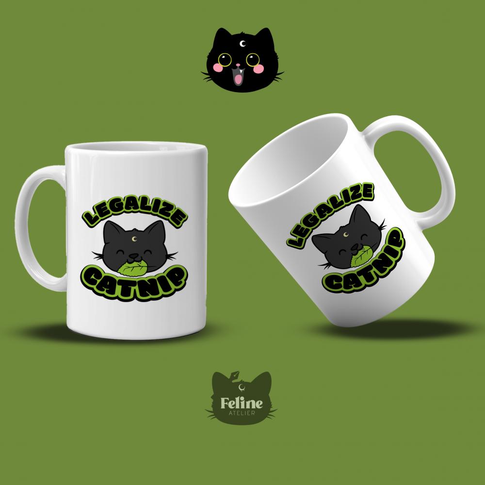 Caneca de porcelana personalizada catnip erva do gato