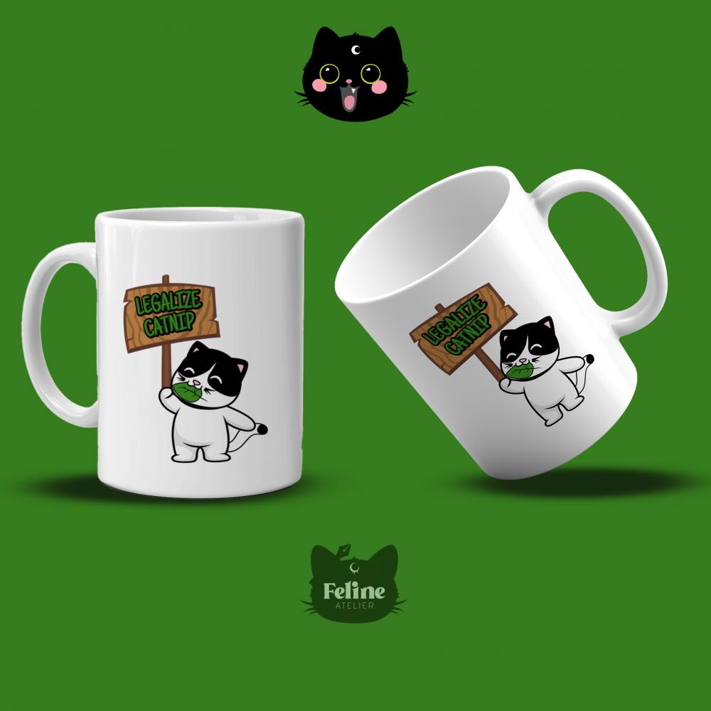 Caneca de porcelana personalizada catnip erva do gato