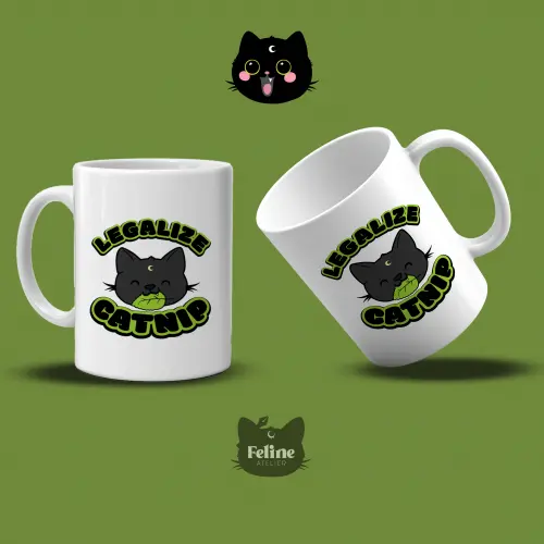 Caneca de porcelana personalizada catnip erva do gato