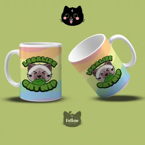 Caneca de porcelana personalizada catnip erva do gato