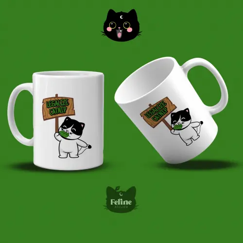 Caneca de porcelana personalizada catnip erva do gato