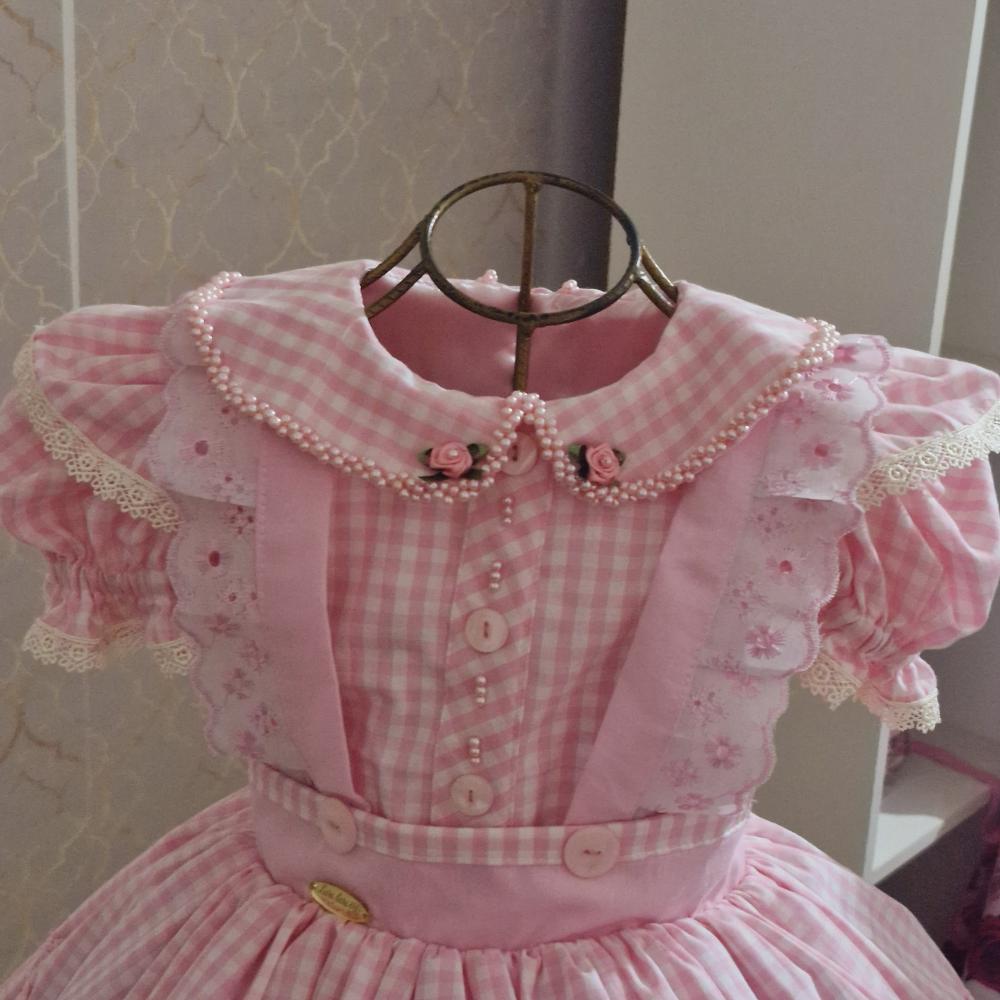 Vestido Luxo Fazendinha Cor de Rosa