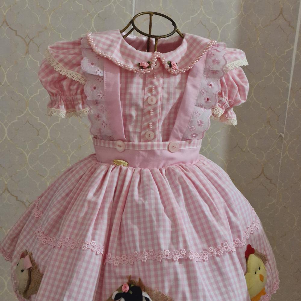 Vestido Luxo Fazendinha Cor de Rosa