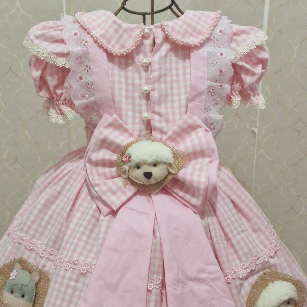 Vestido Luxo Fazendinha Cor de Rosa