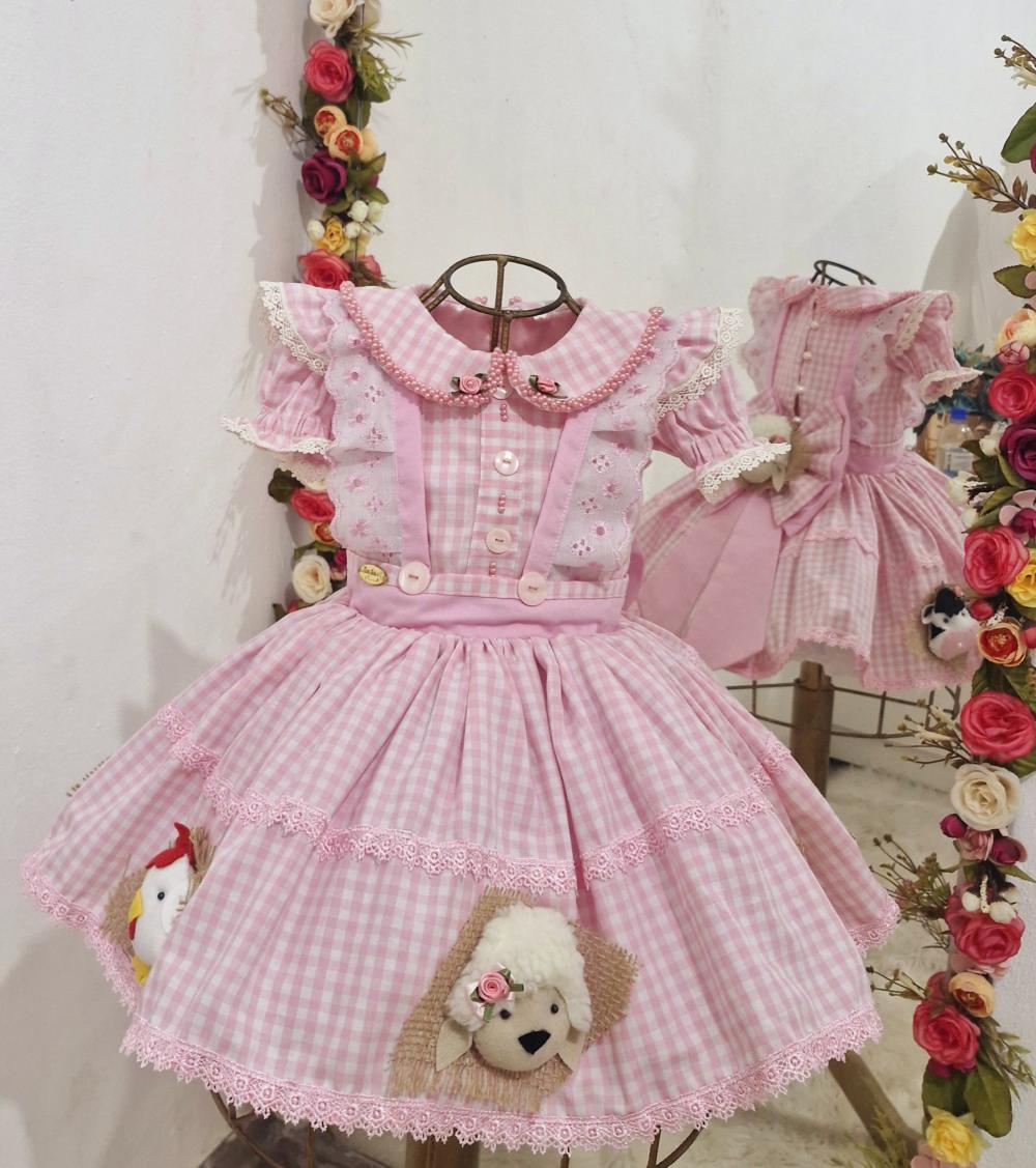 Vestido Luxo Fazendinha Cor de Rosa