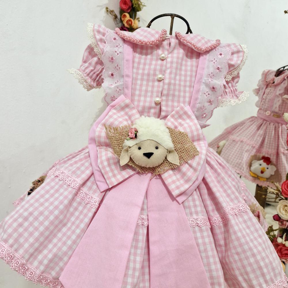 Vestido Luxo Fazendinha Cor de Rosa
