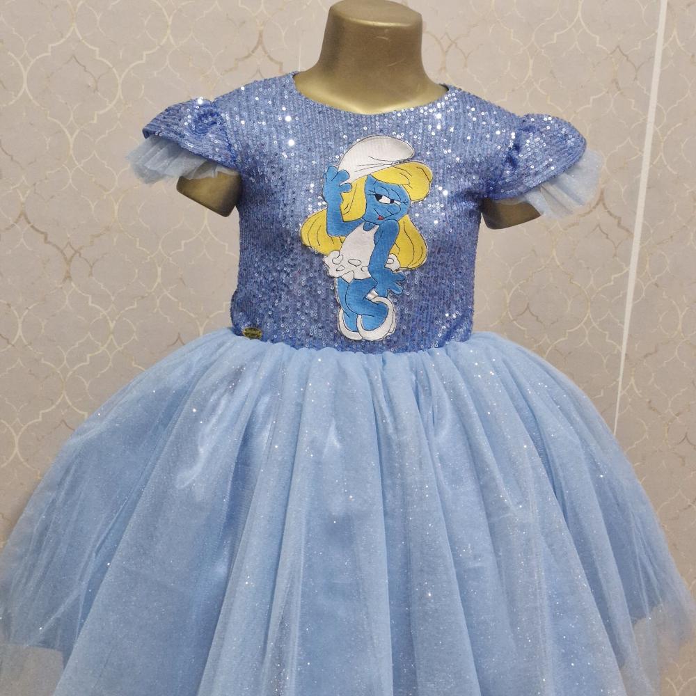 Vestido Luxo Infantil Smurfette