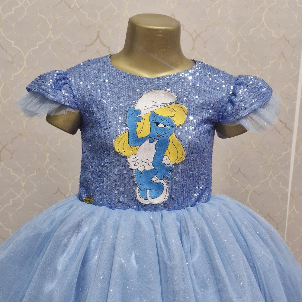 Vestido Luxo Infantil Smurfette