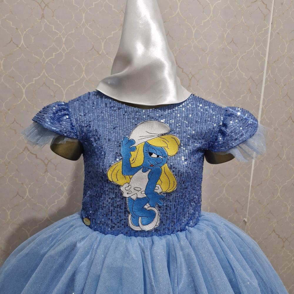 Vestido Luxo Infantil Smurfette