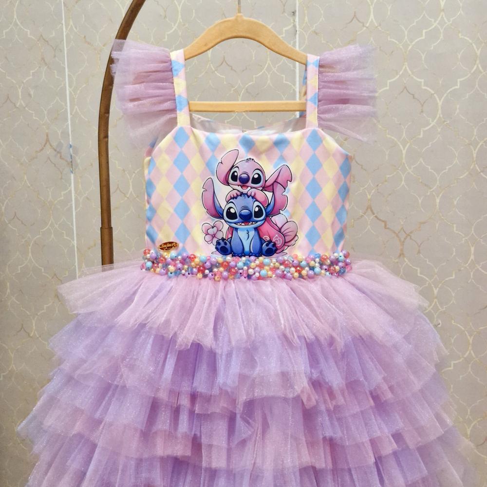 Vestido Luxo Tema Stitch e Angel