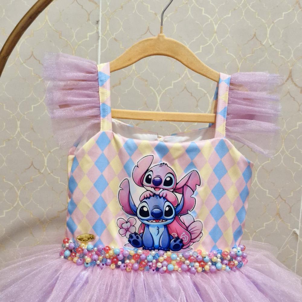 Vestido Luxo Tema Stitch e Angel