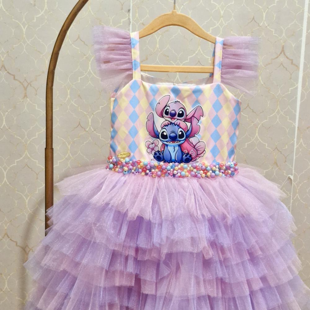 Vestido Luxo Tema Stitch e Angel