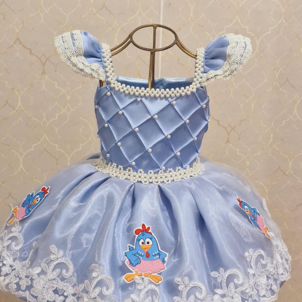 Vestido Azul Tema Galinha Pintadinha