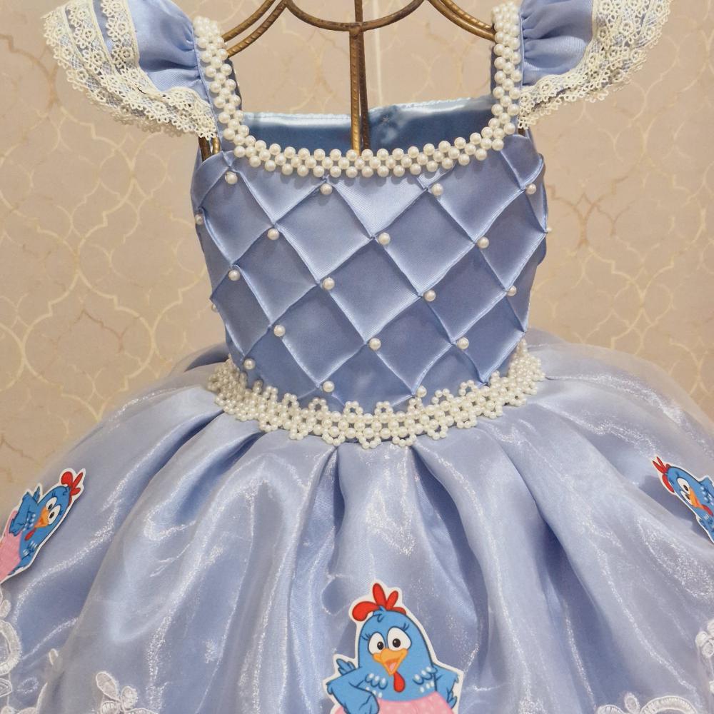 Vestido Azul Tema Galinha Pintadinha