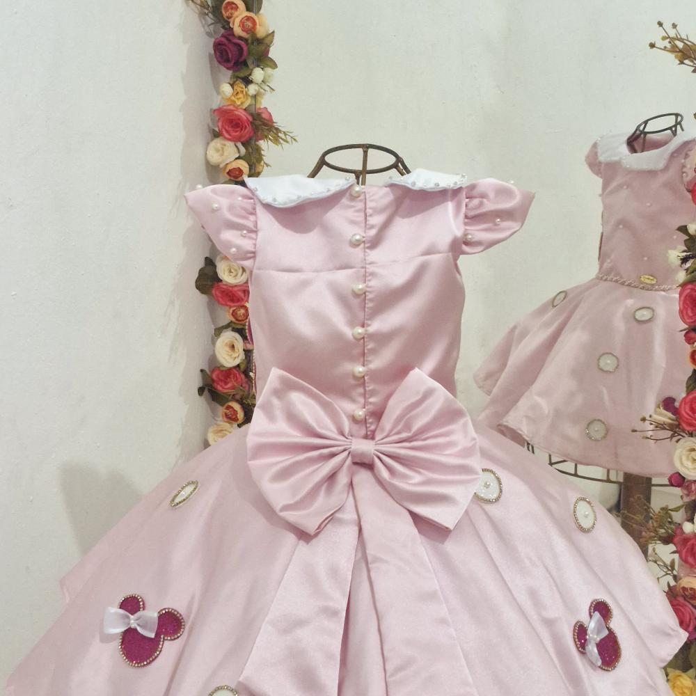Vestido Minnie Rosa Bebê e Pink