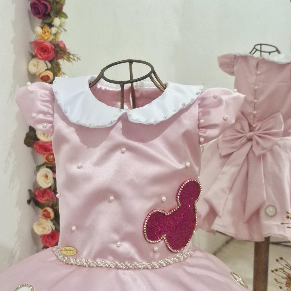 Vestido Minnie Rosa Bebê e Pink