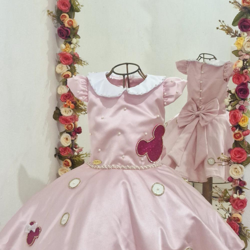 Vestido Minnie Rosa Bebê e Pink