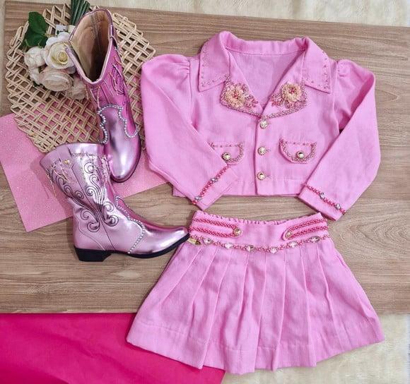 Conjunto Casaquinho e Saia Barbie Cowgirl