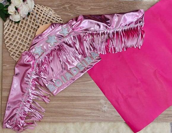 Conjunto Boiadeira Rosa Franja