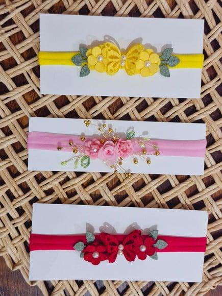 Kit Faixa de Cabelo Infantil na Meia de Seda