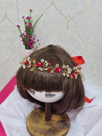 Tiara Aramada Vermelha Flor