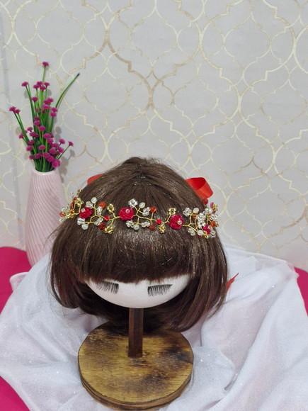 Tiara Aramada Vermelha Flor