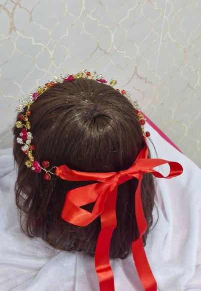 Tiara Aramada Vermelha Flor