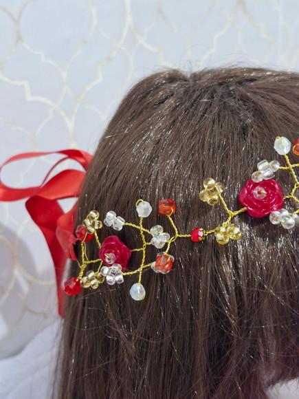 Tiara Aramada Vermelha Flor