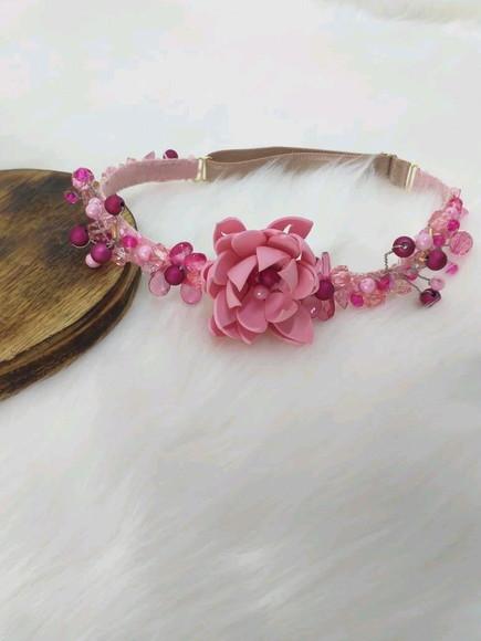 Tiara headband rosa mimosa