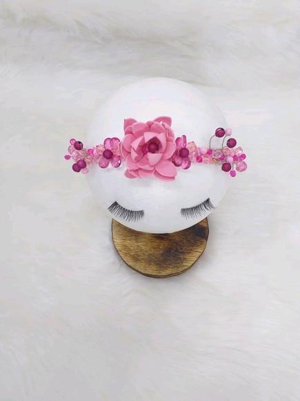 Tiara headband rosa mimosa