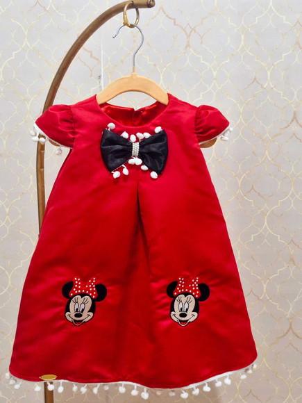 Trapézio mínnie vestido temático tema minnie vermelha