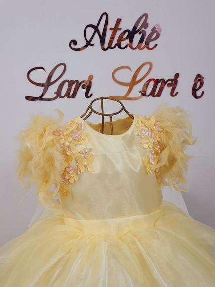 Vestido Amarelo Pluma Princesa Disney