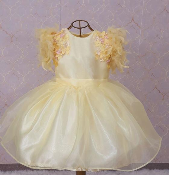 Vestido Amarelo Pluma Princesa Disney