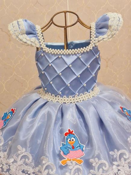 Vestido Azul Tema Galinha Pintadinha