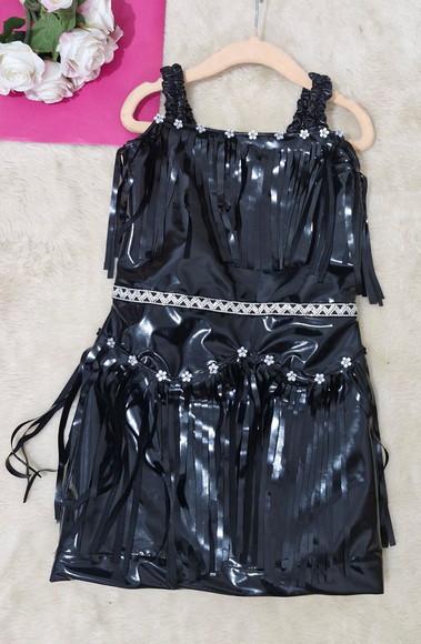 Vestido Cawgirl Preto Franja