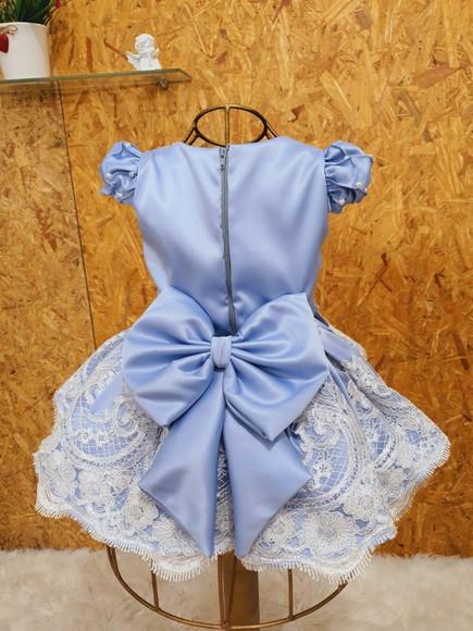 Vestido Cinderela Azul Bebê Renda