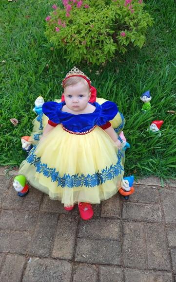 Vestido da Branca de Neve Barrado Renda