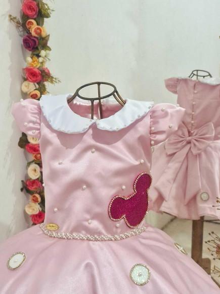 Vestido da Minnie Rosa Bebê Carinha Rosa Pink