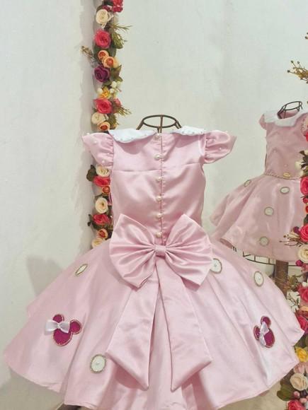 Vestido da Minnie Rosa Bebê Carinha Rosa Pink