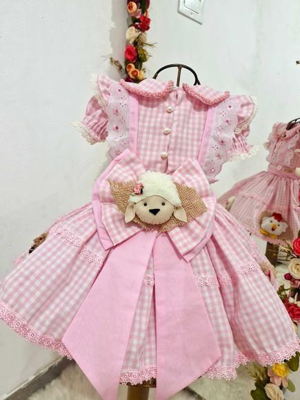Vestido Luxo Fazendinha Cor de Rosa