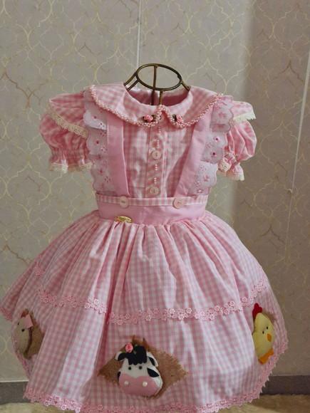 Vestido Luxo Fazendinha Cor de Rosa