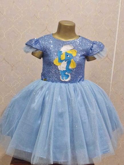 Vestido Luxo Infantil Smurfette