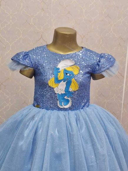 Vestido Luxo Infantil Smurfette