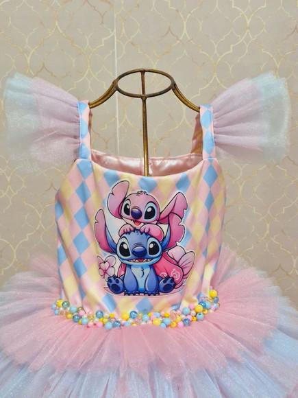 Vestido Luxo Tema Stitch e Angel