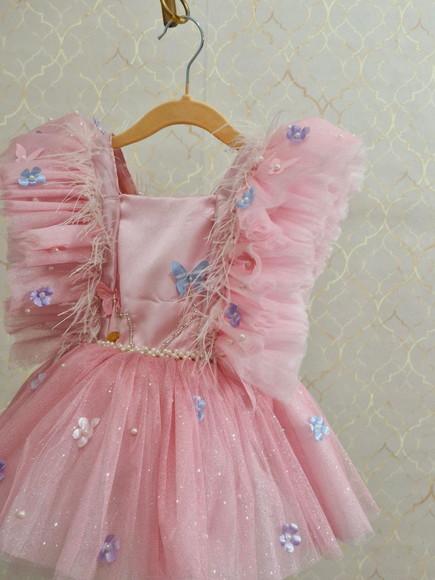 Vestido Luxuoso Rosa Asa Fixa