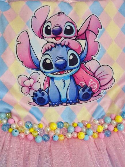 Vestido Luxo Tema Stitch e Angel