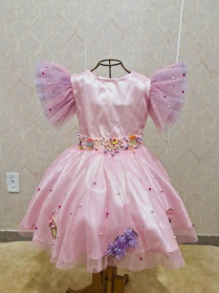 Vestido Minnie Confeiteira Luxo Rosa