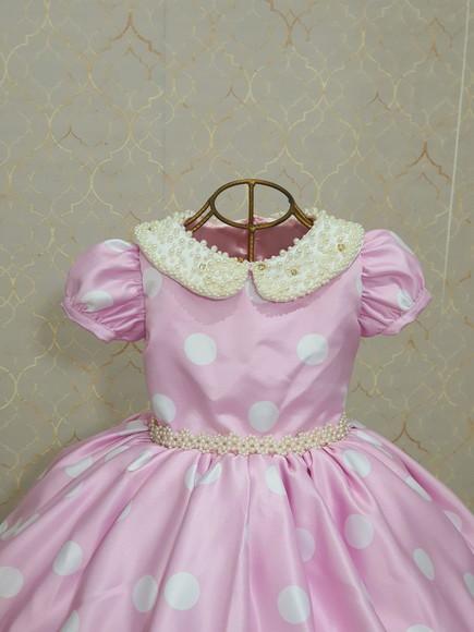 Vestido Mínnie Rosa E Branco