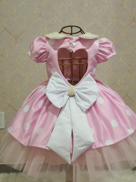 Vestido Mínnie Rosa E Branco